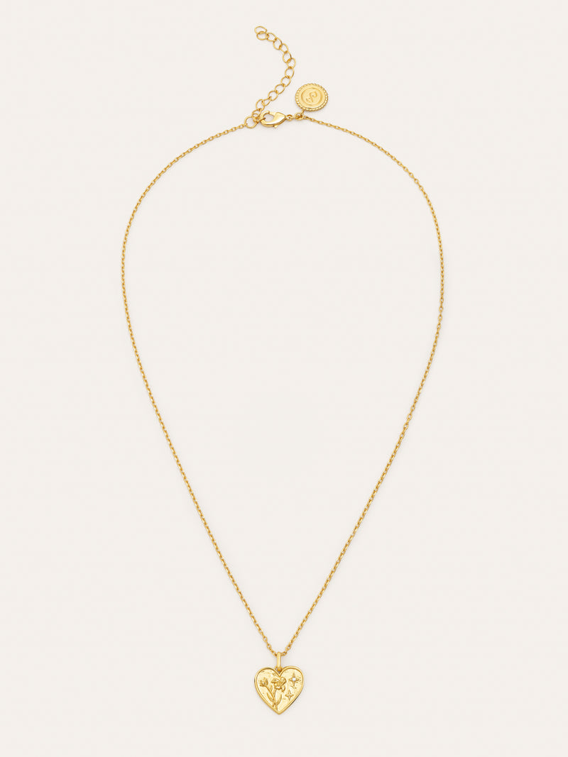 Colar Flower Heart Banho de Ouro
