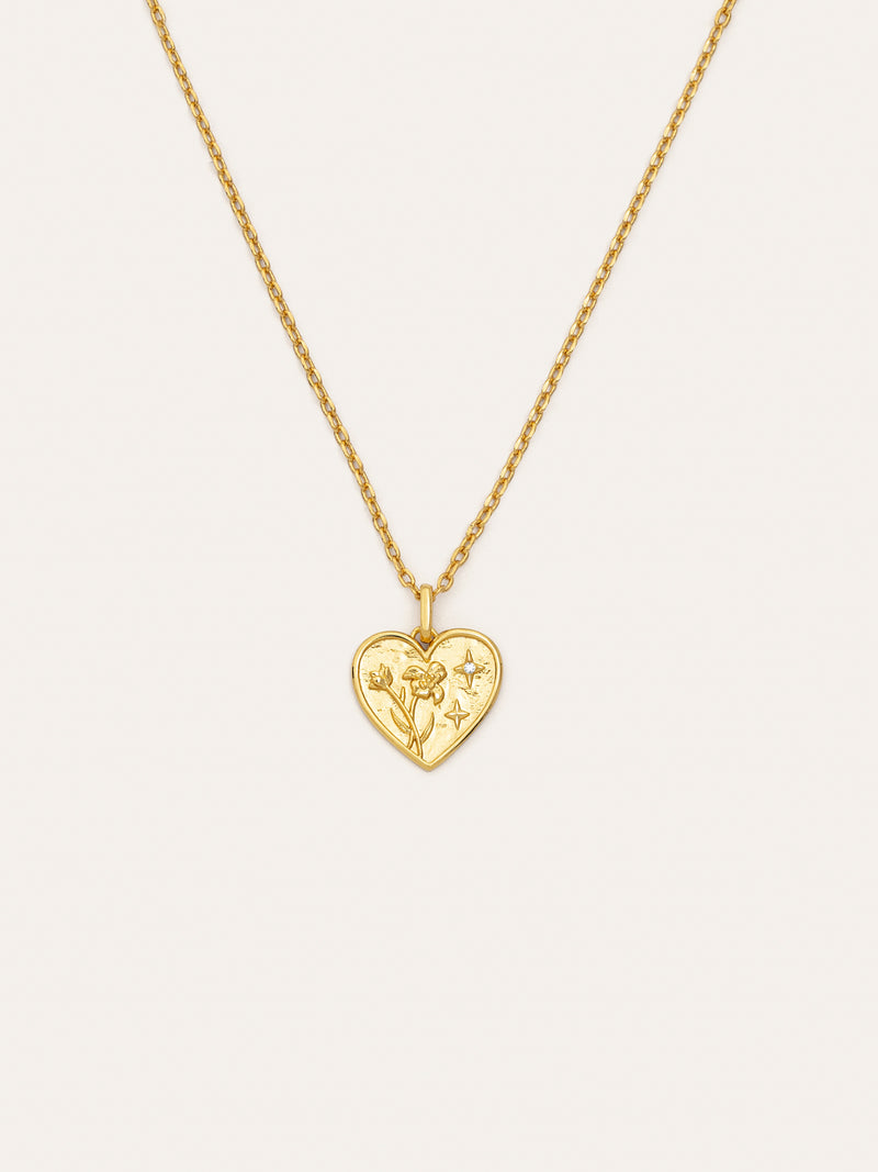 Colar Flower Heart Banho de Ouro