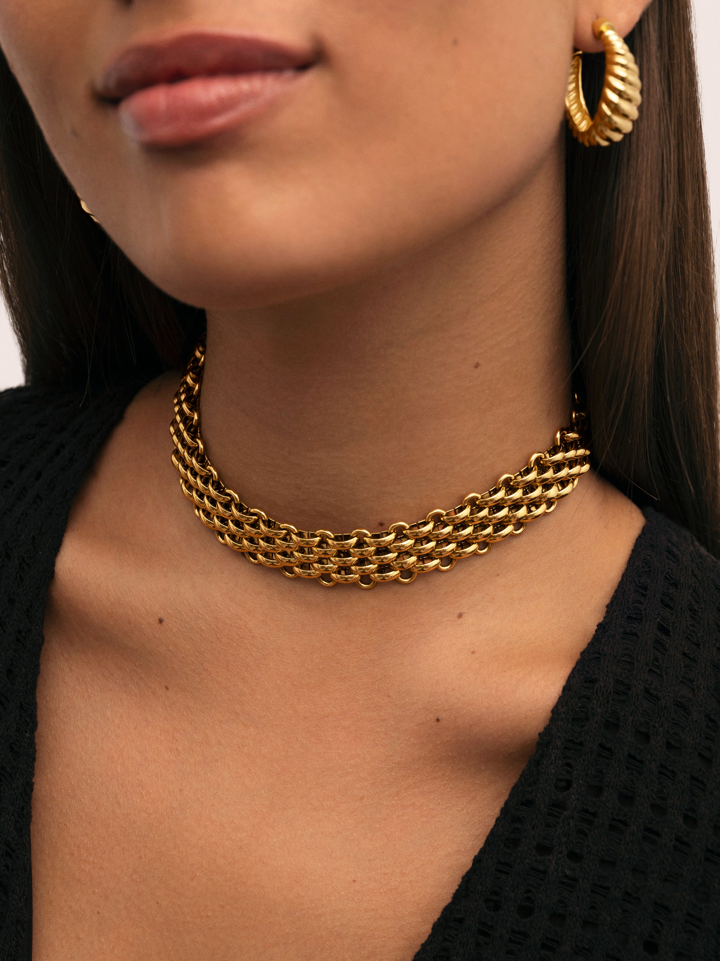 Choker Galea Acero Baño Oro