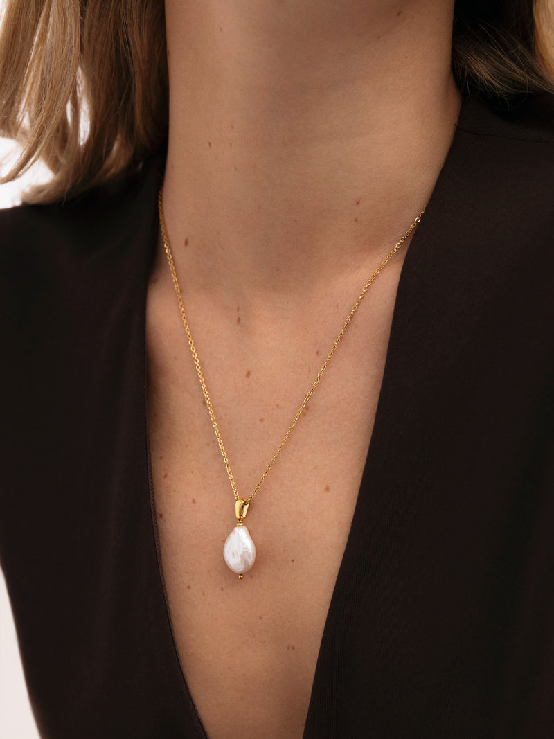 Collar Gala Perla Acero Baño Oro