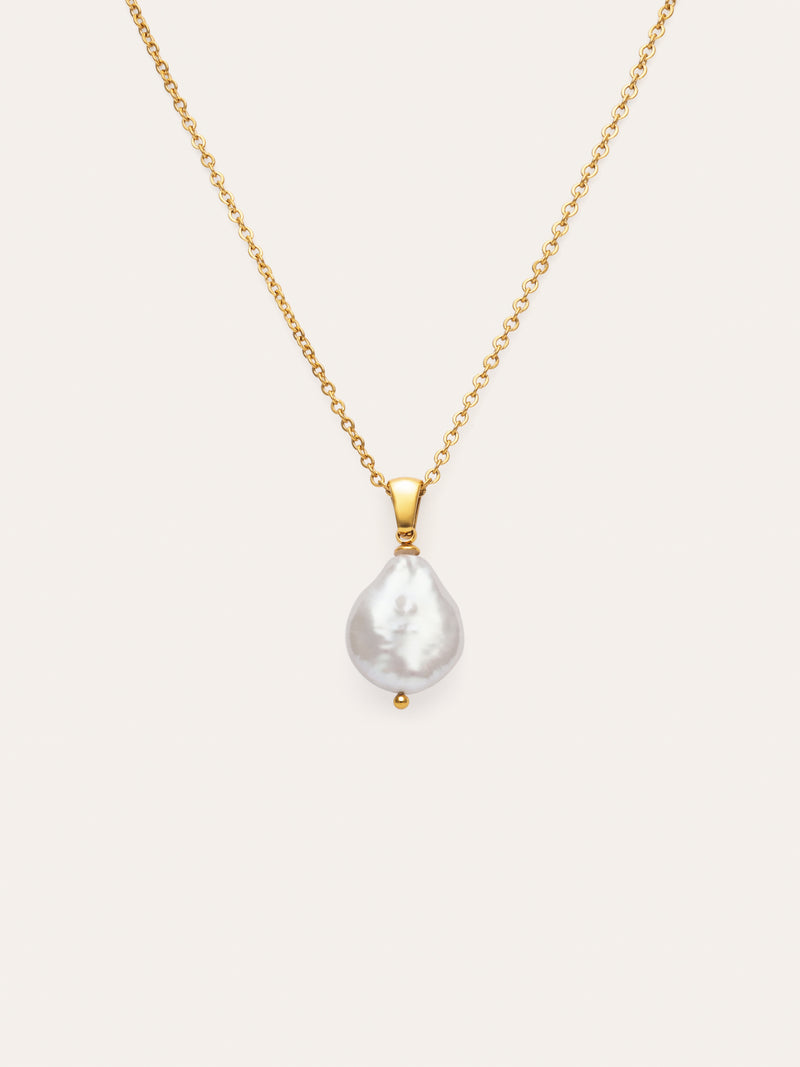 Collar Gala Perla Acero Baño Oro