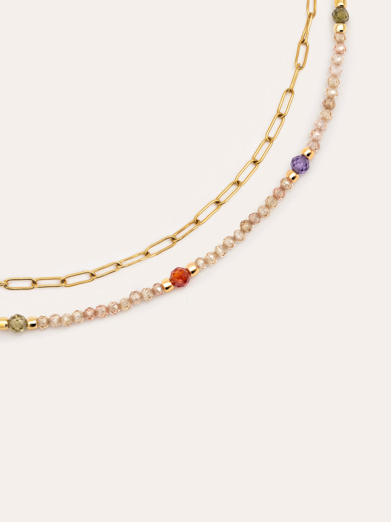 Collier Long Glam Acier Plaqué Or
