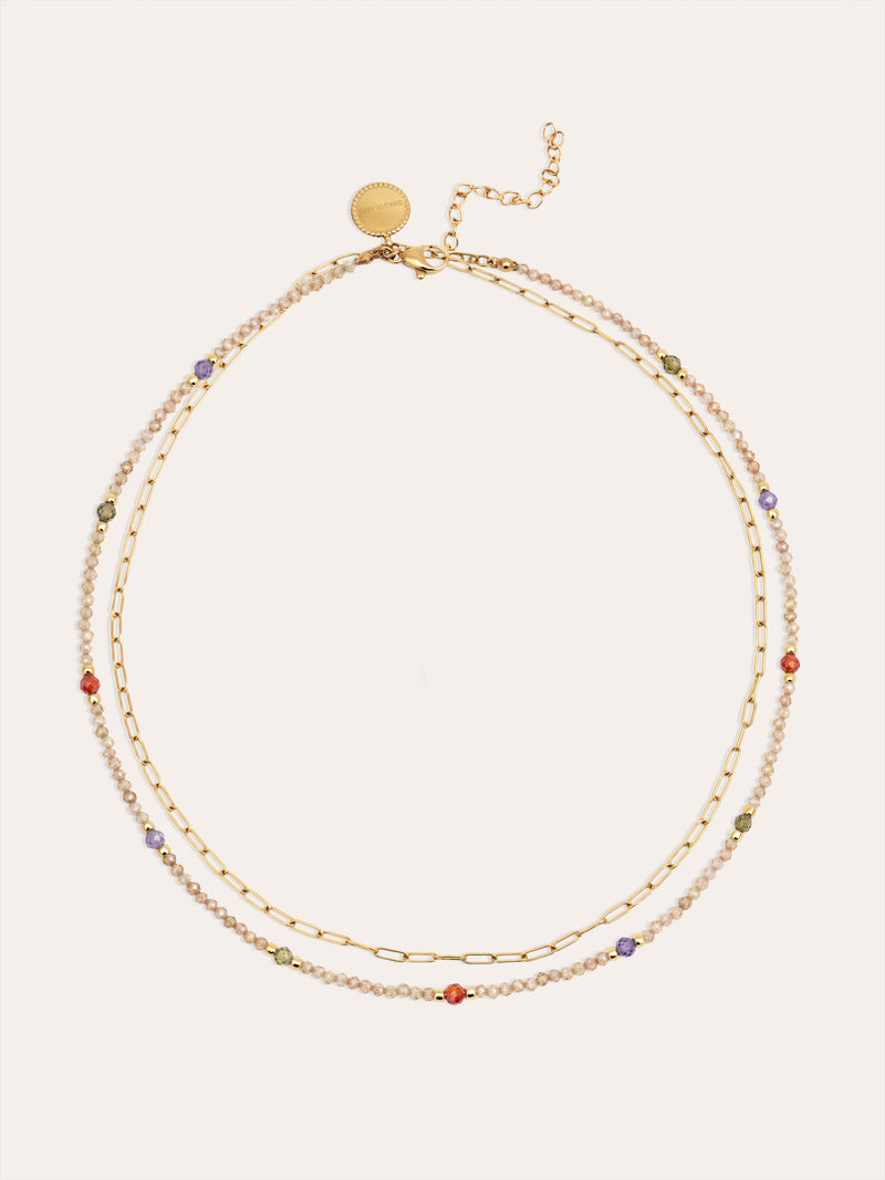Collier Long Glam Acier Plaqué Or
