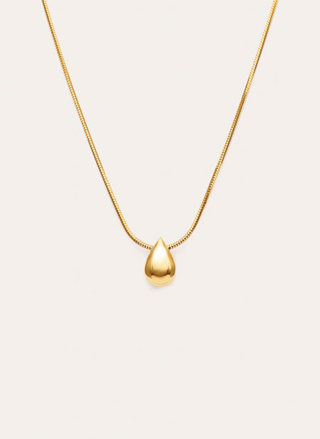 Collar Gota Drop Acero Baño Oro