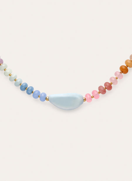 Collar Gummy Stones Acero Baño Oro