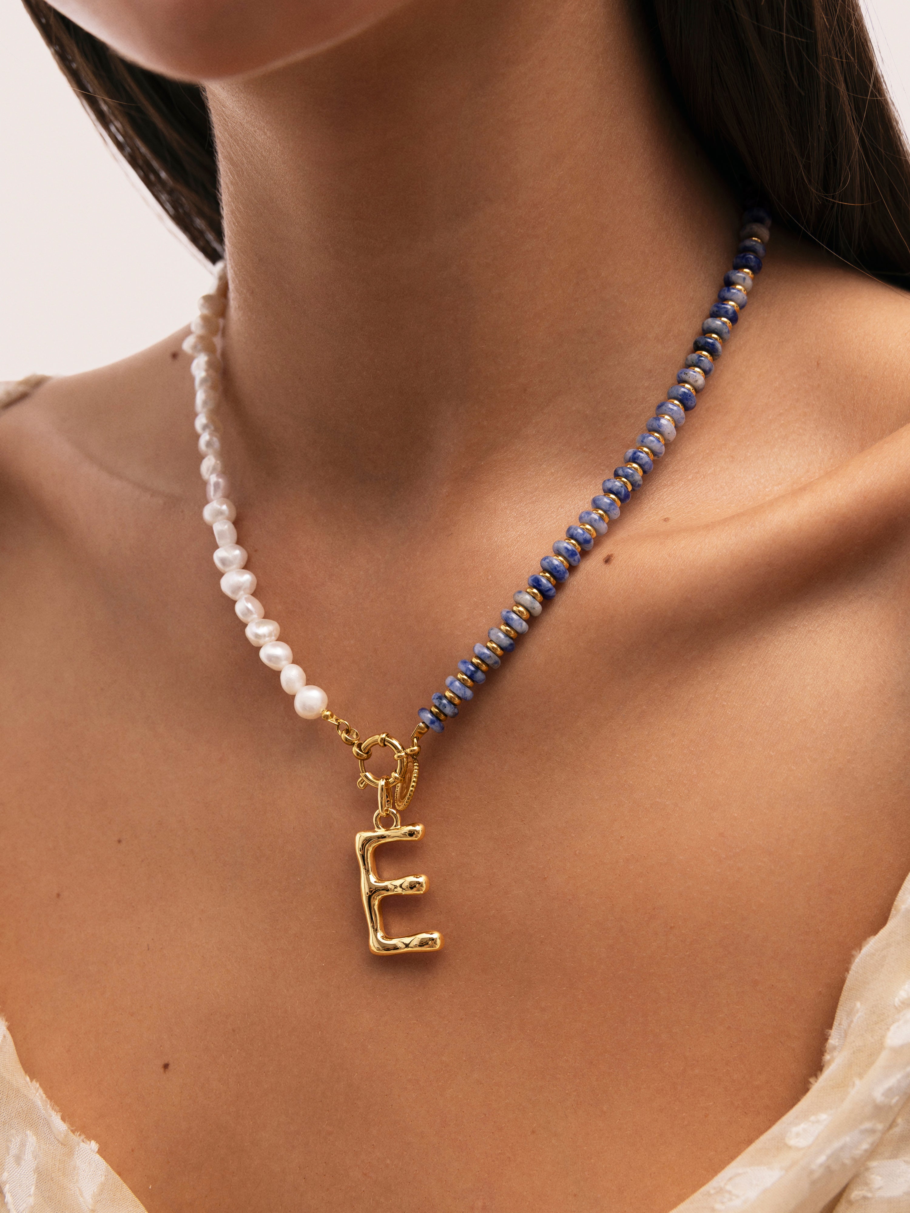 Collier Indigo Pearl Acier Plaqué Or