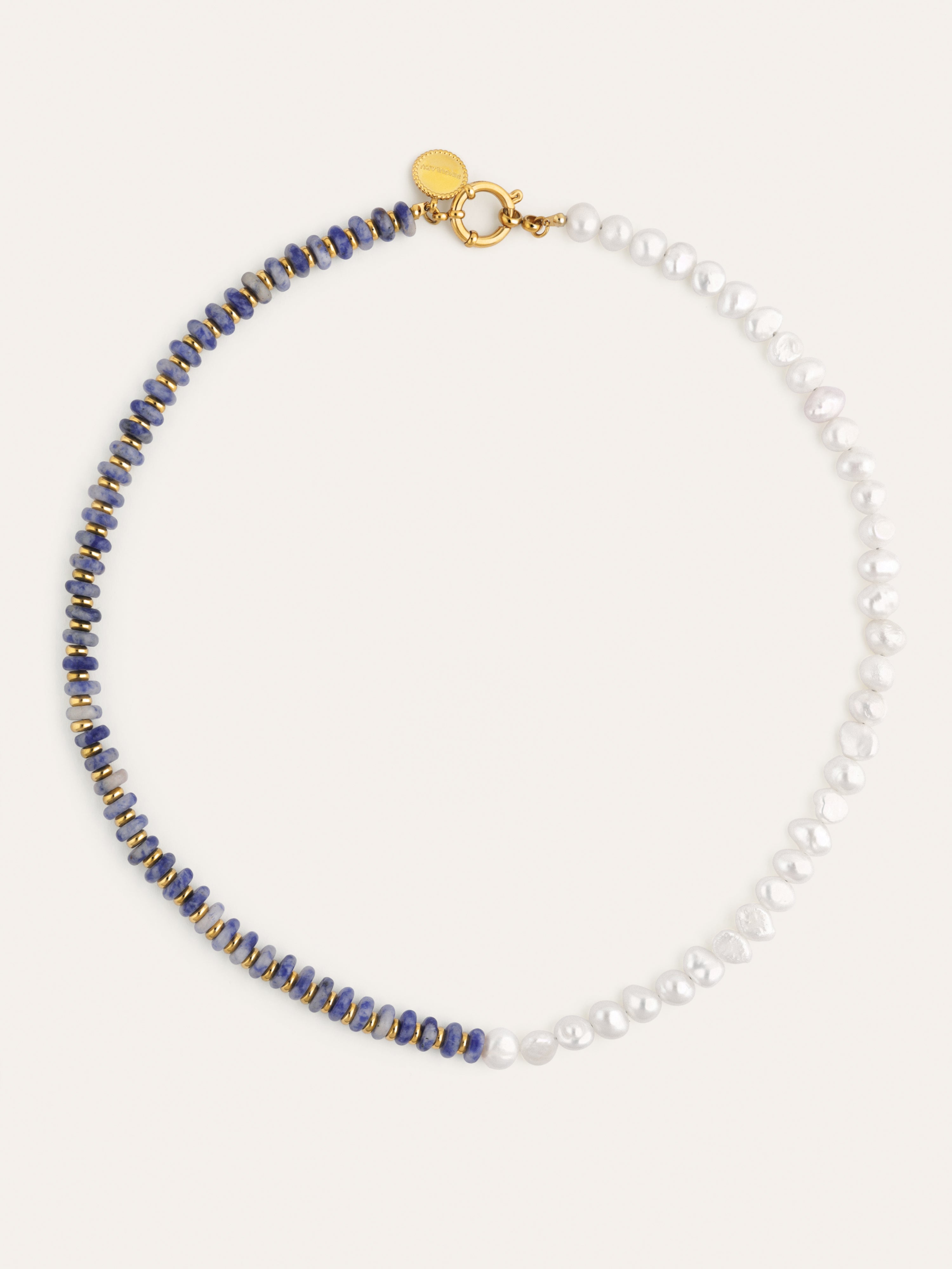 Collier Indigo Pearl Acier Plaqué Or