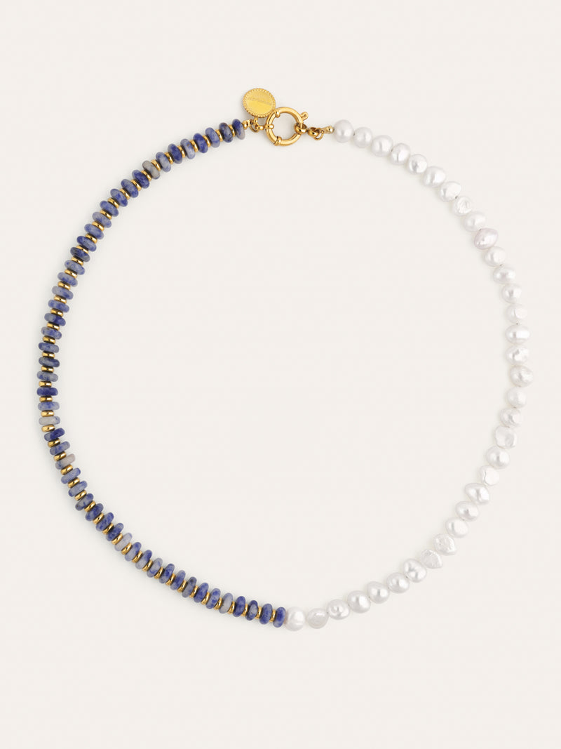 Collier Indigo Pearl Acier Plaqué Or