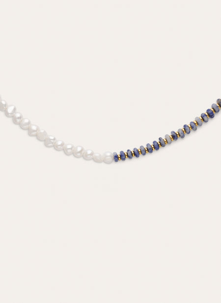 Collier Indigo Pearl Acier Plaqué Or