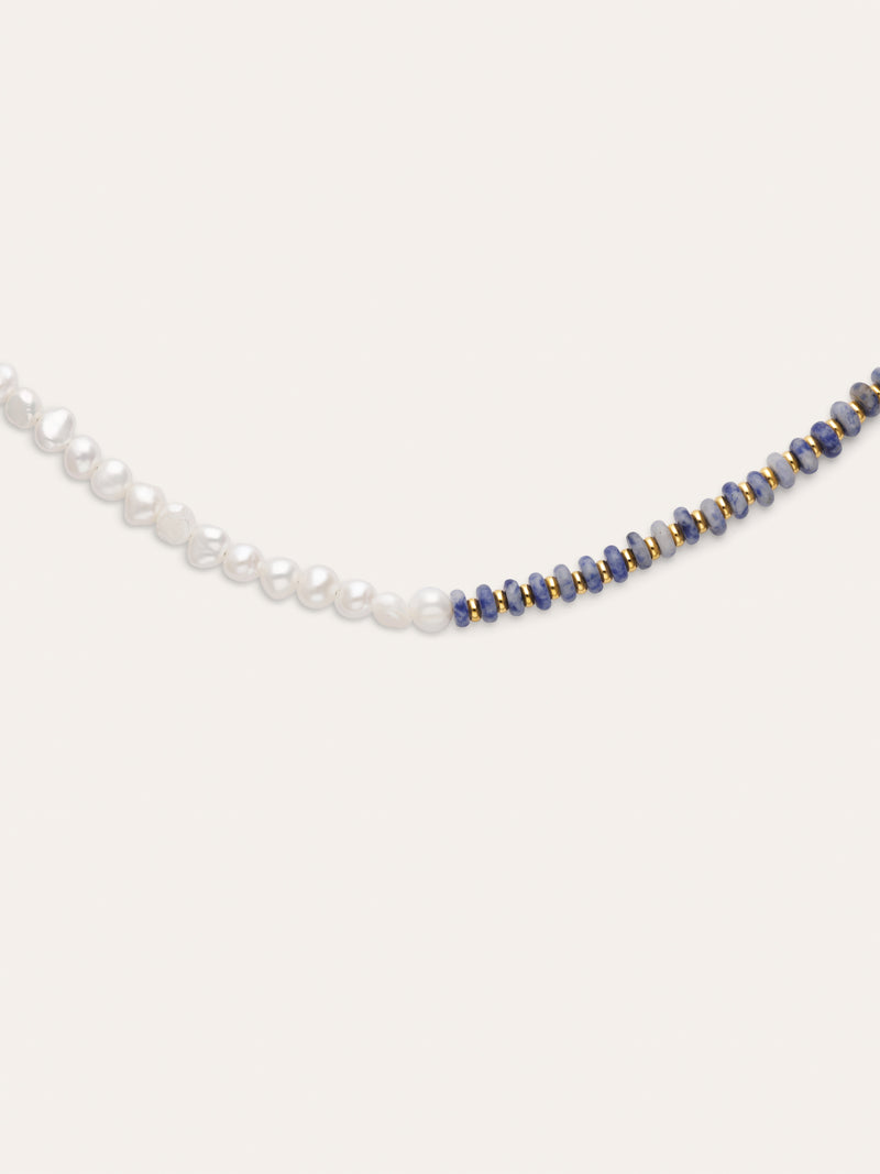 Collier Indigo Pearl Acier Plaqué Or