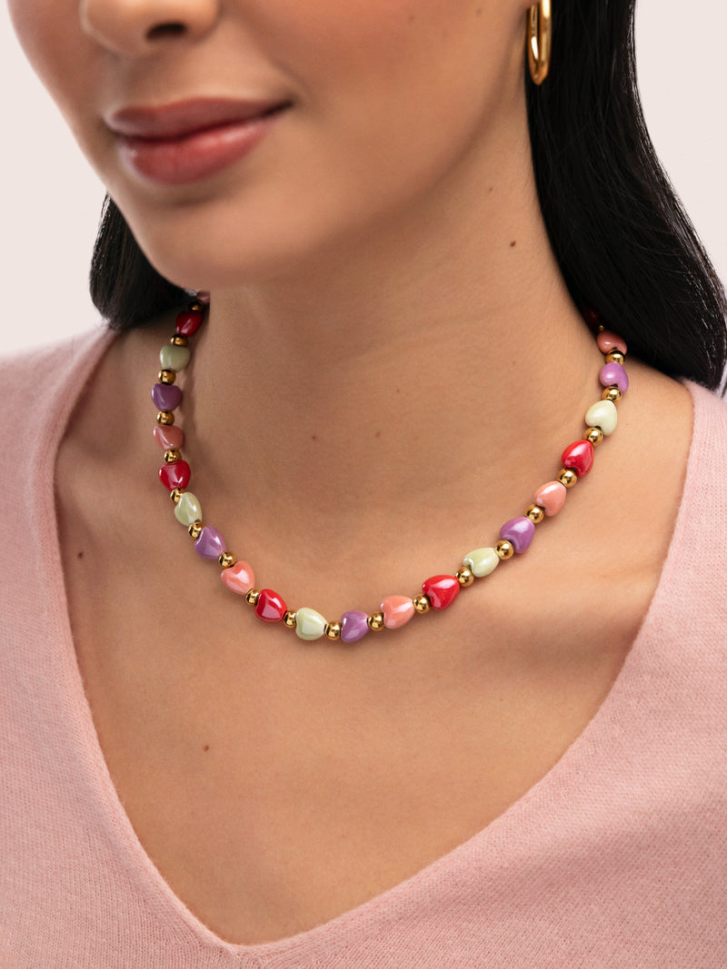 Collier l'Amour à Paris Color Acier Plaqué Or