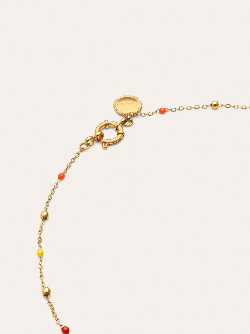 Collier Long Dots L Colors Enamel Acier Plaqué Or