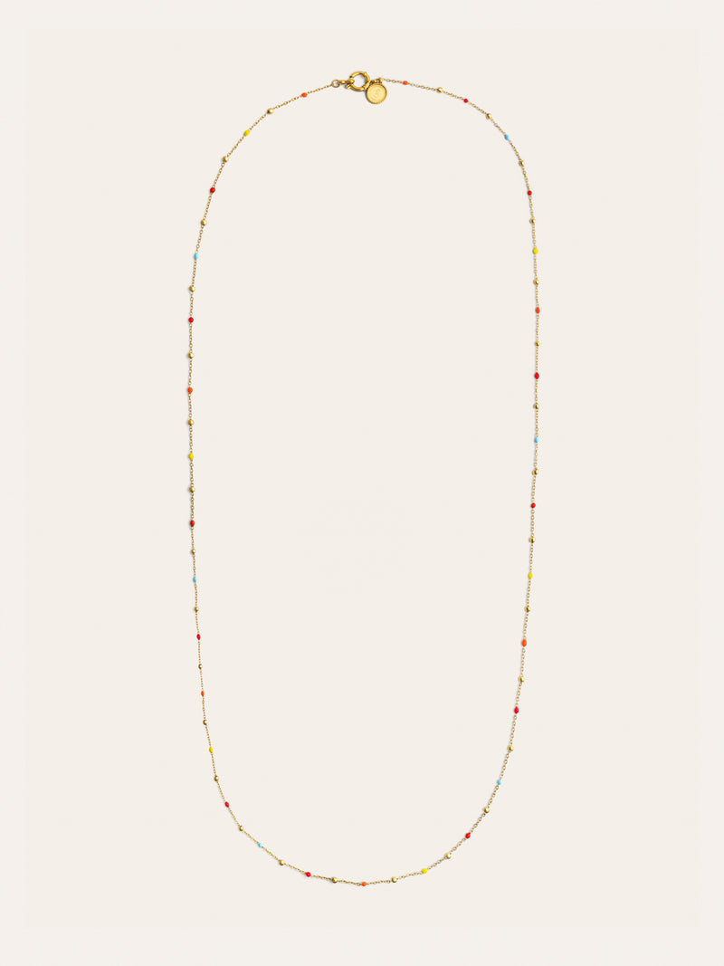 Collier Long Dots L Colors Enamel Acier Plaqué Or