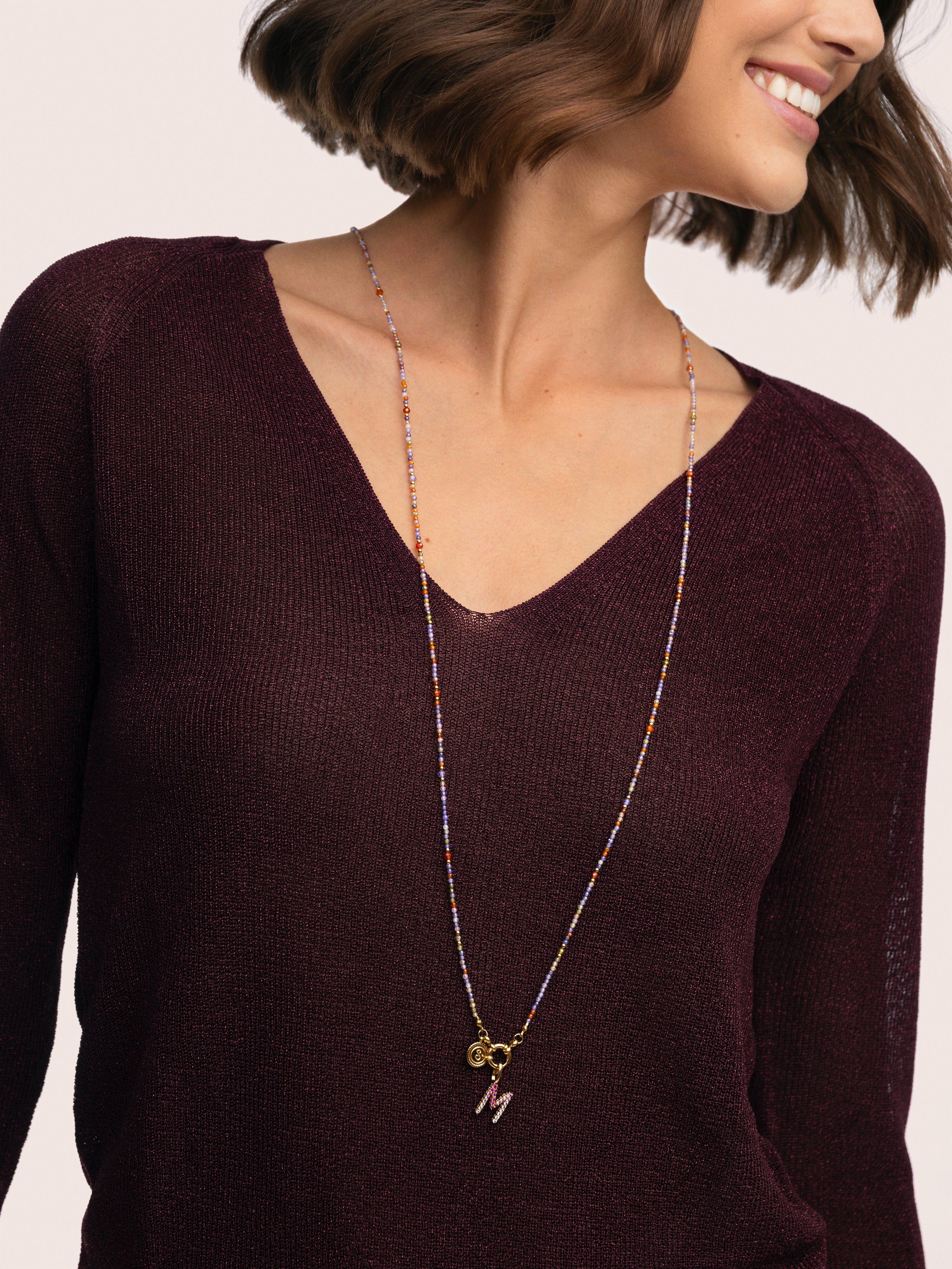 Collar Long Full Crystal Summer Acero Baño Oro