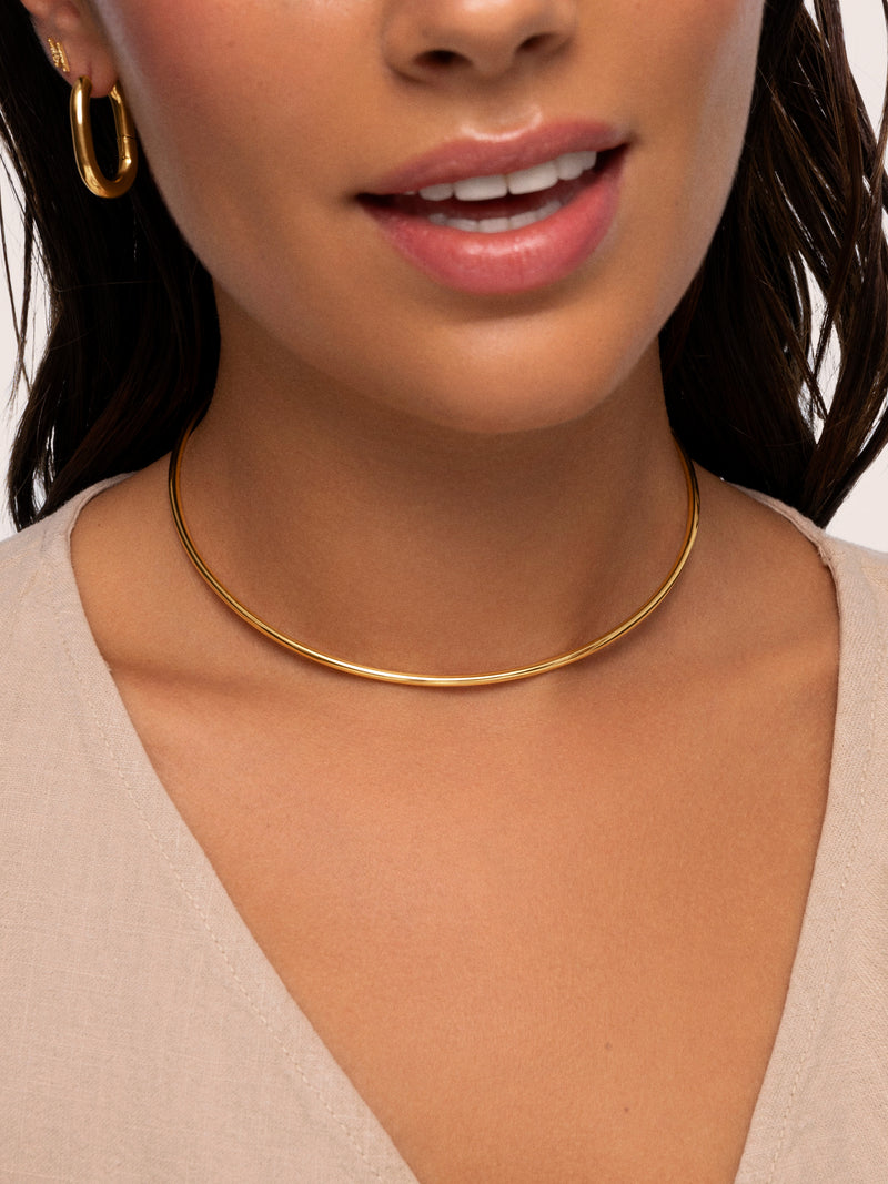Choker Line Chain Acier Plaqué Or