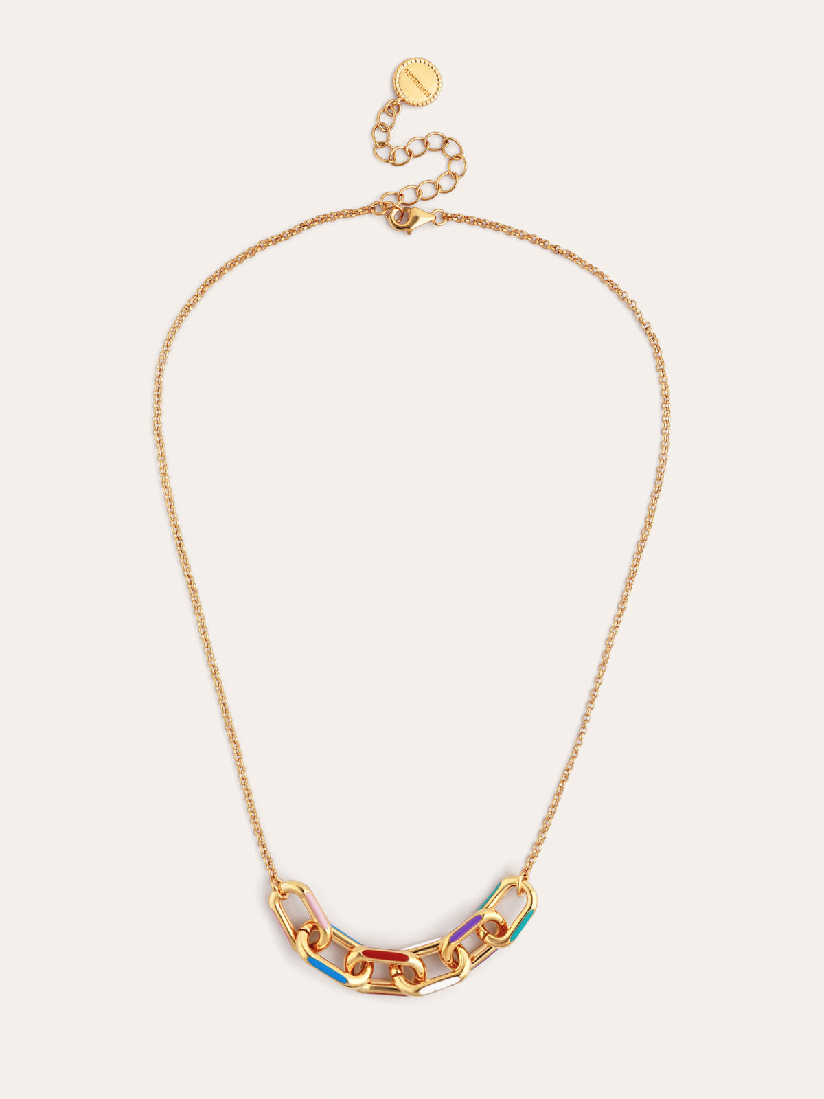 Rainbow Enamel Link Necklace Gold Plated - vista 4