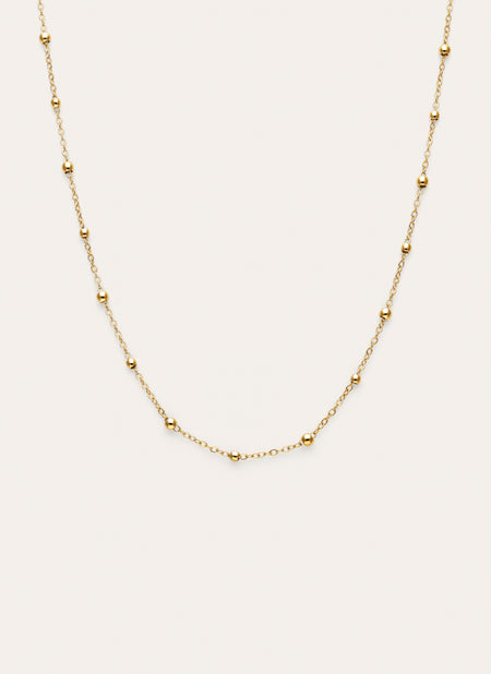 Collier Long Dots Acier Plaqué Or