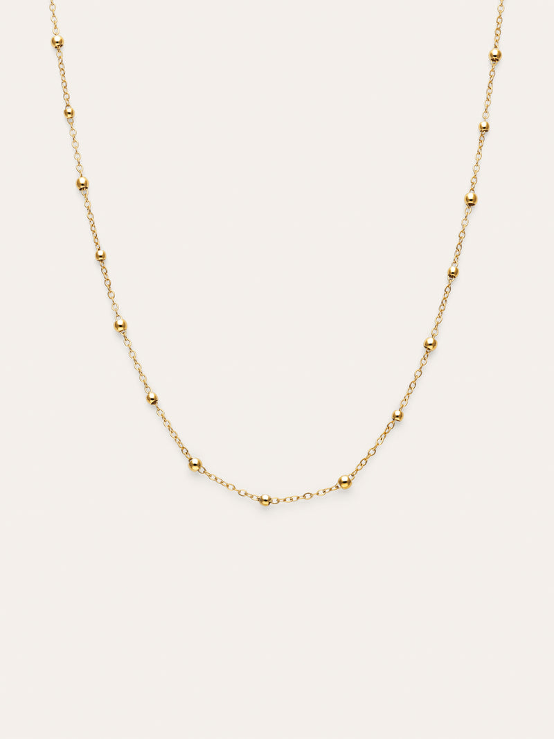 Collier Long Dots Acier Plaqué Or
