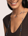 Collar Long Crystal Sea Acero Baño Oro
