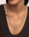 Collar Long Crystal Sea Acero Baño Oro