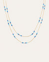 Collar Long Crystal Sea Acero Baño Oro