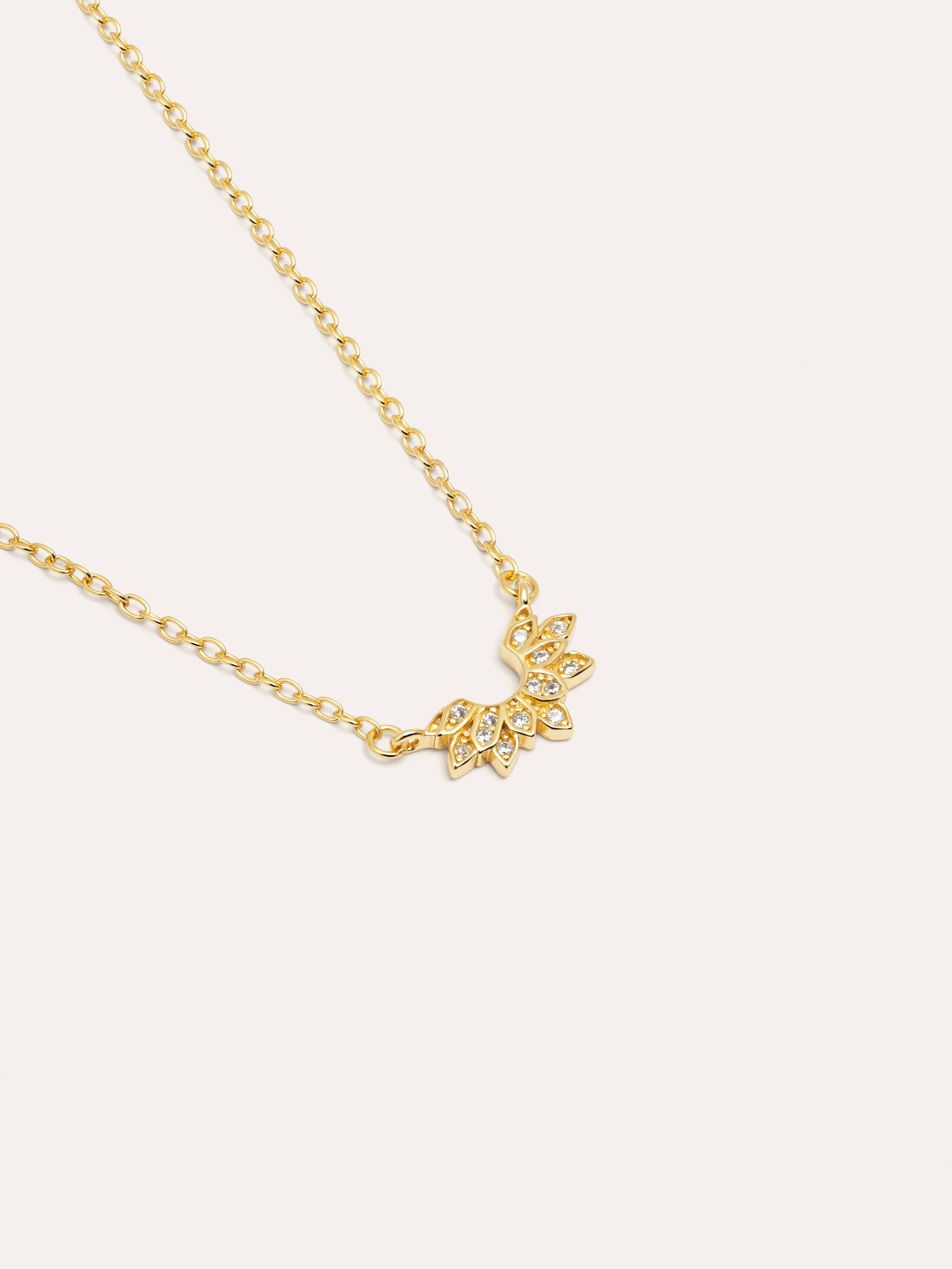 Collar Lotus Plata Baño Oro