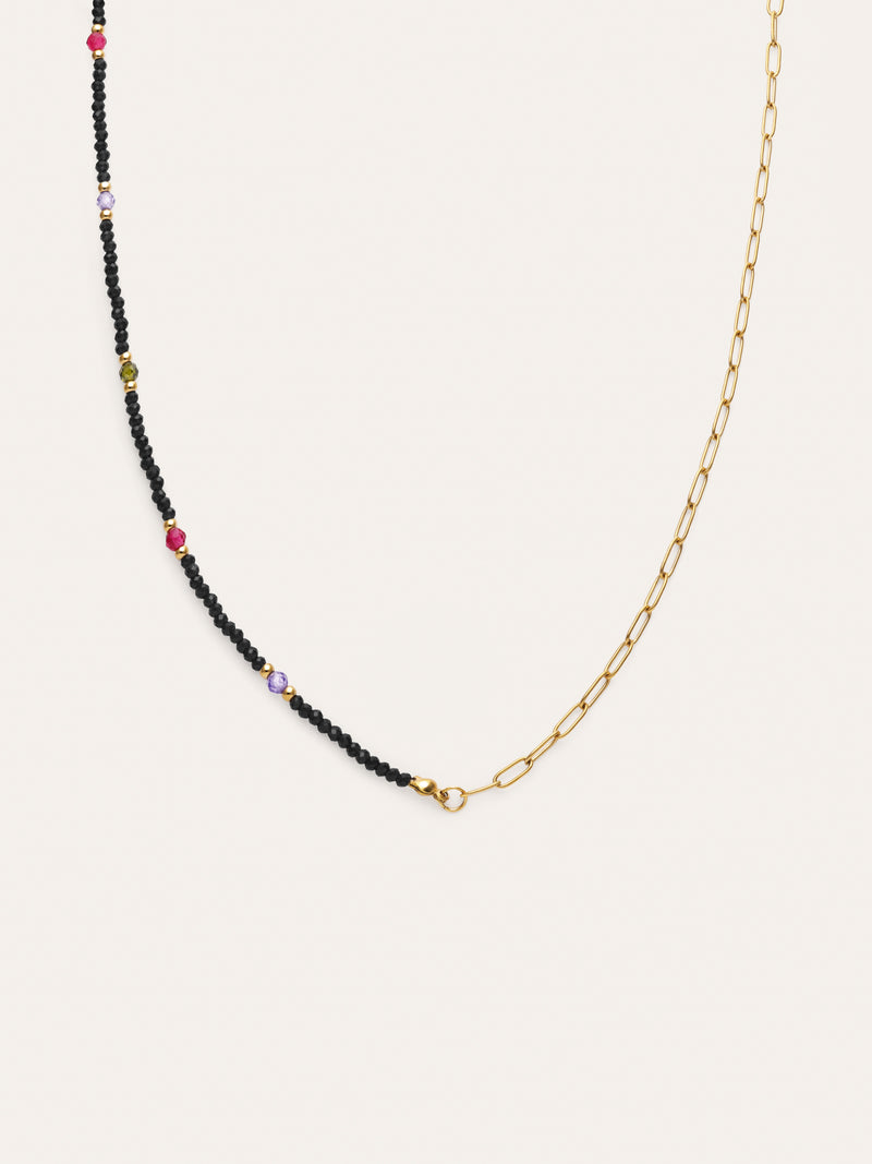 Collar Long Winter Glam Acero Baño Oro