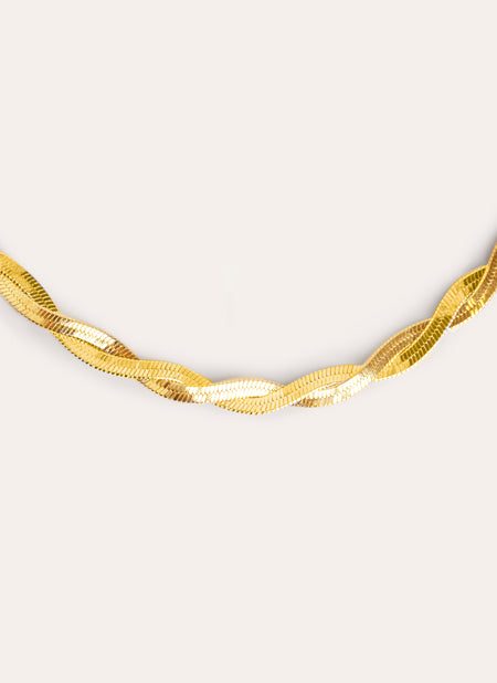 Lisse Twister Stainless Steel Gold Necklace