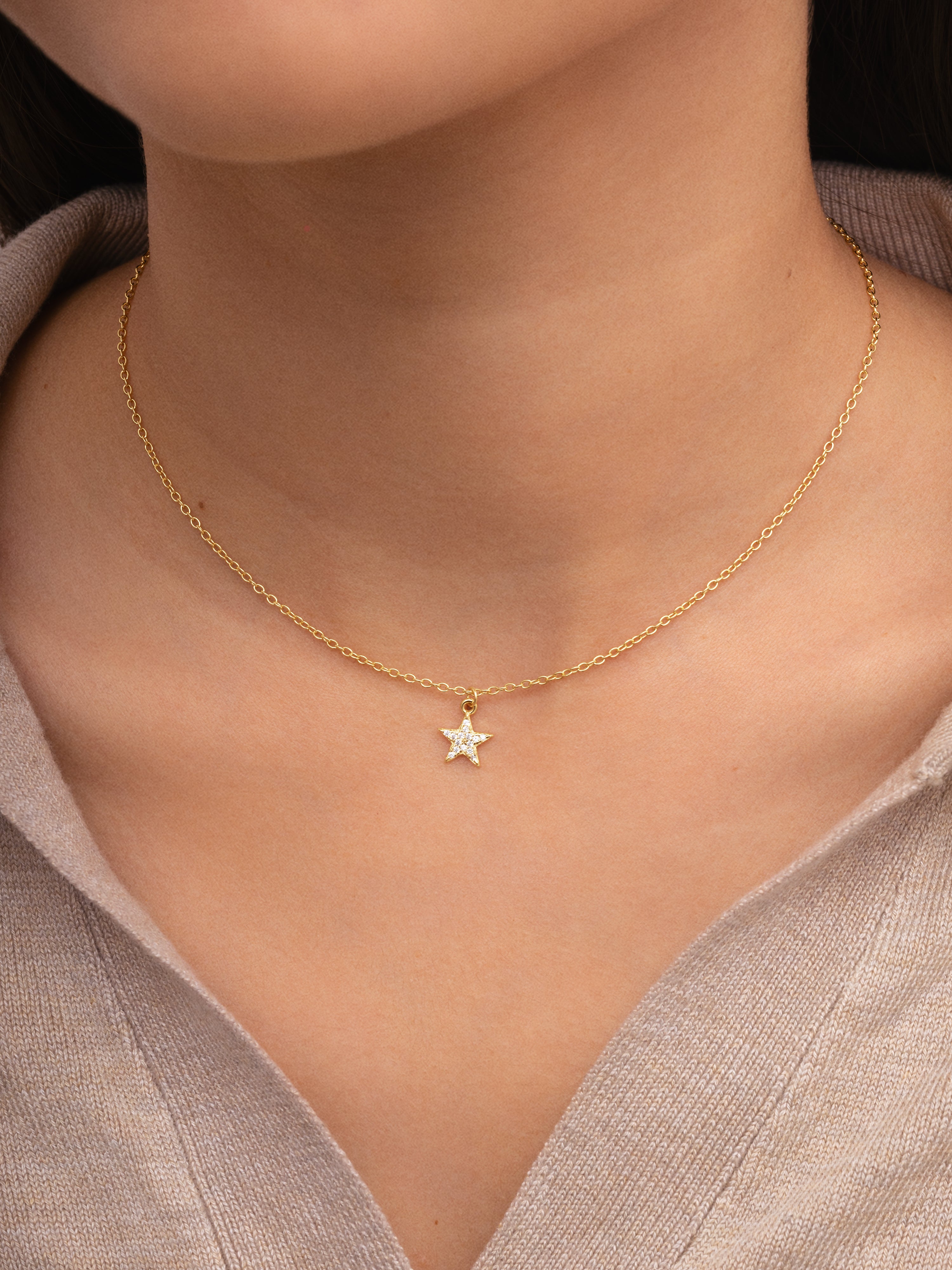 Collar Lyra Star Plata Baño Oro