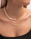Collar Mamá Heart Plata Baño Oro
