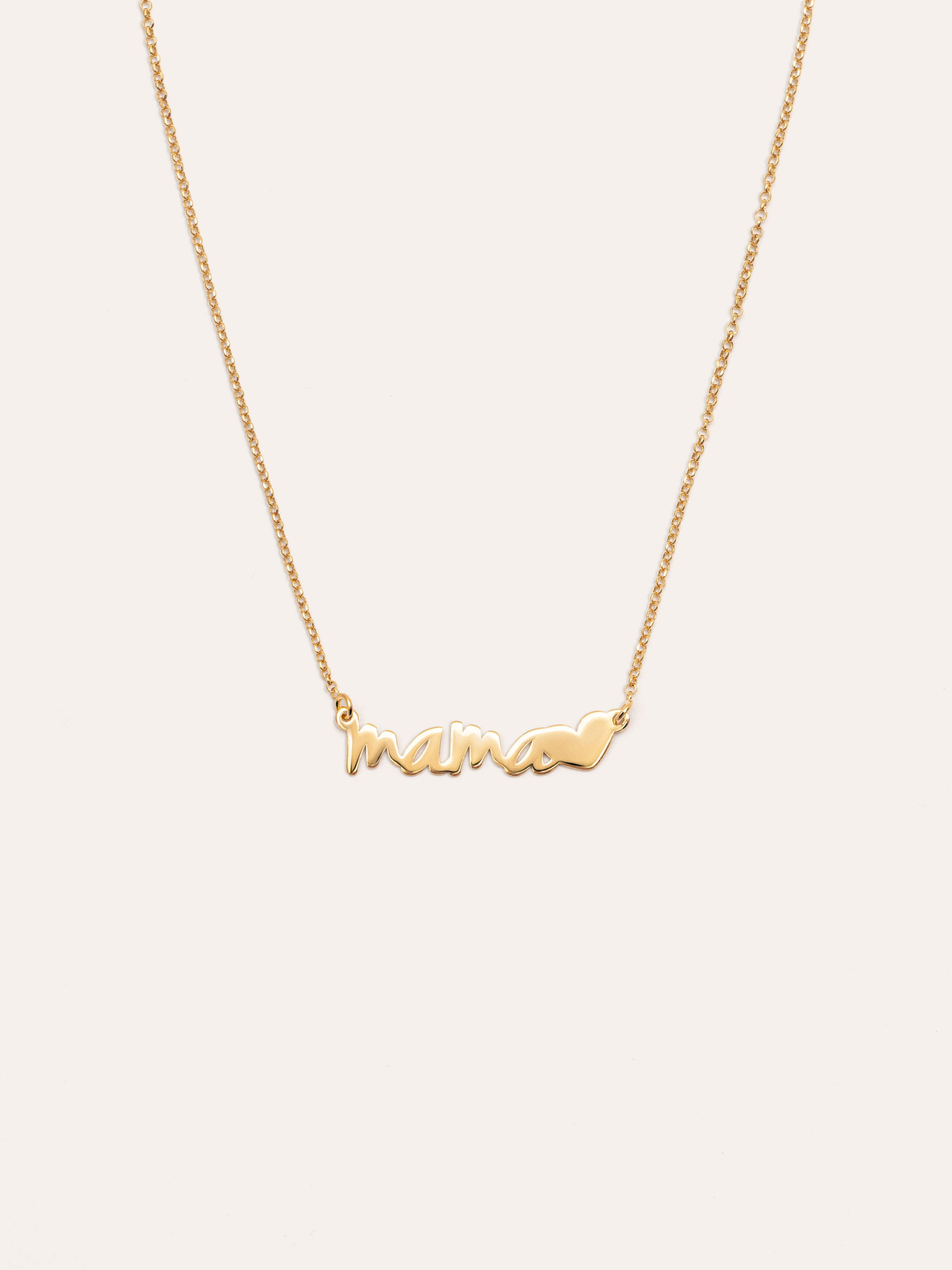 Collar Mamá Heart Plata Baño Oro