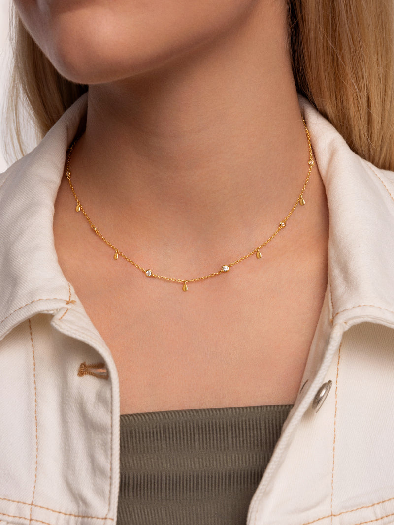 Collier Mini Spark Drop plaqué or