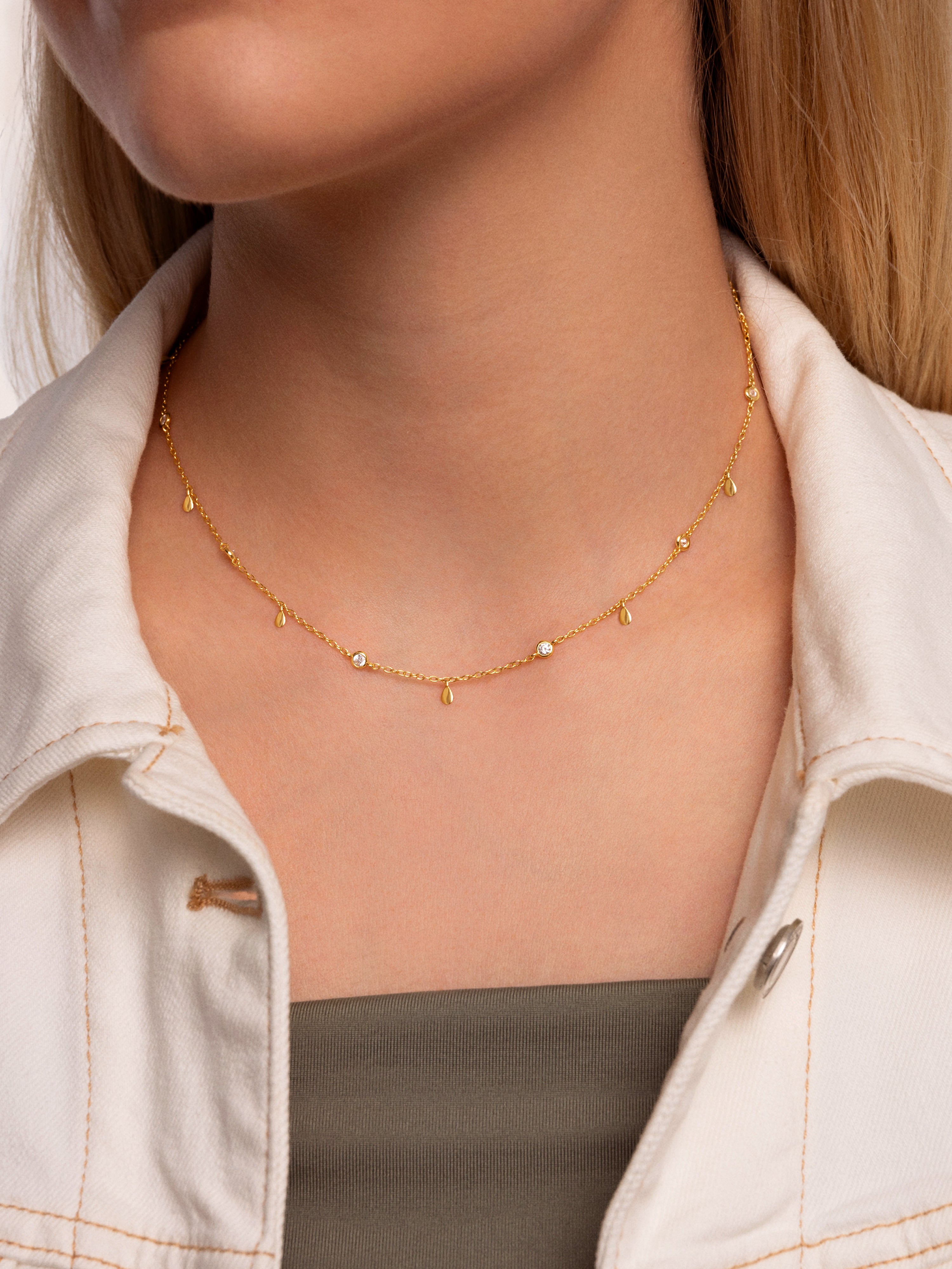 Mini Spark Drop Gold Necklace