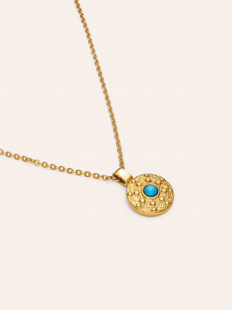 Ketting Medallion Aqua Staal Verguld