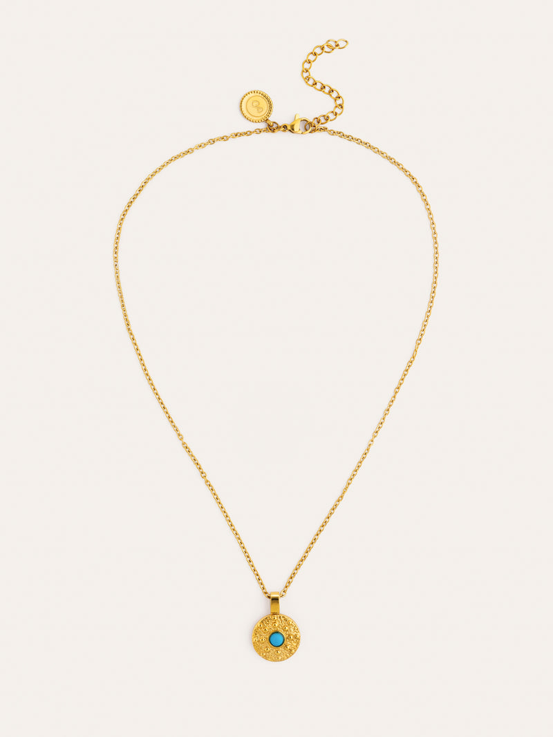 Ketting Medallion Aqua Staal Verguld