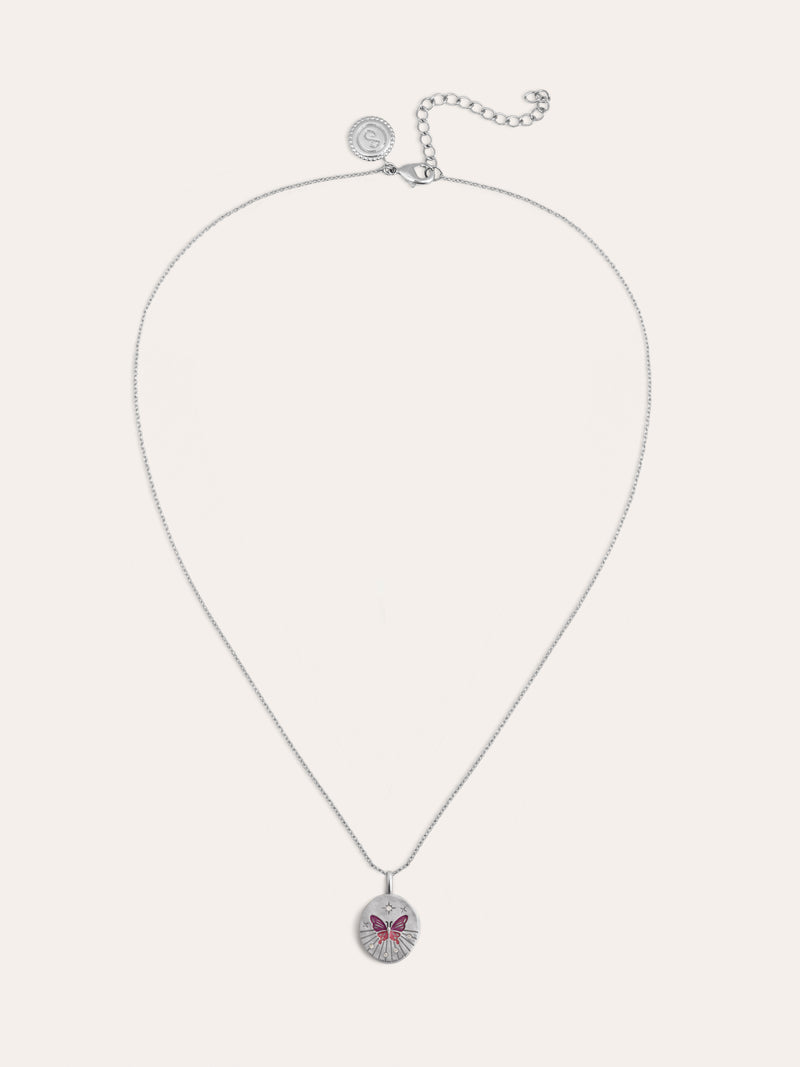Butterfly Medaille Halskette Rosé 