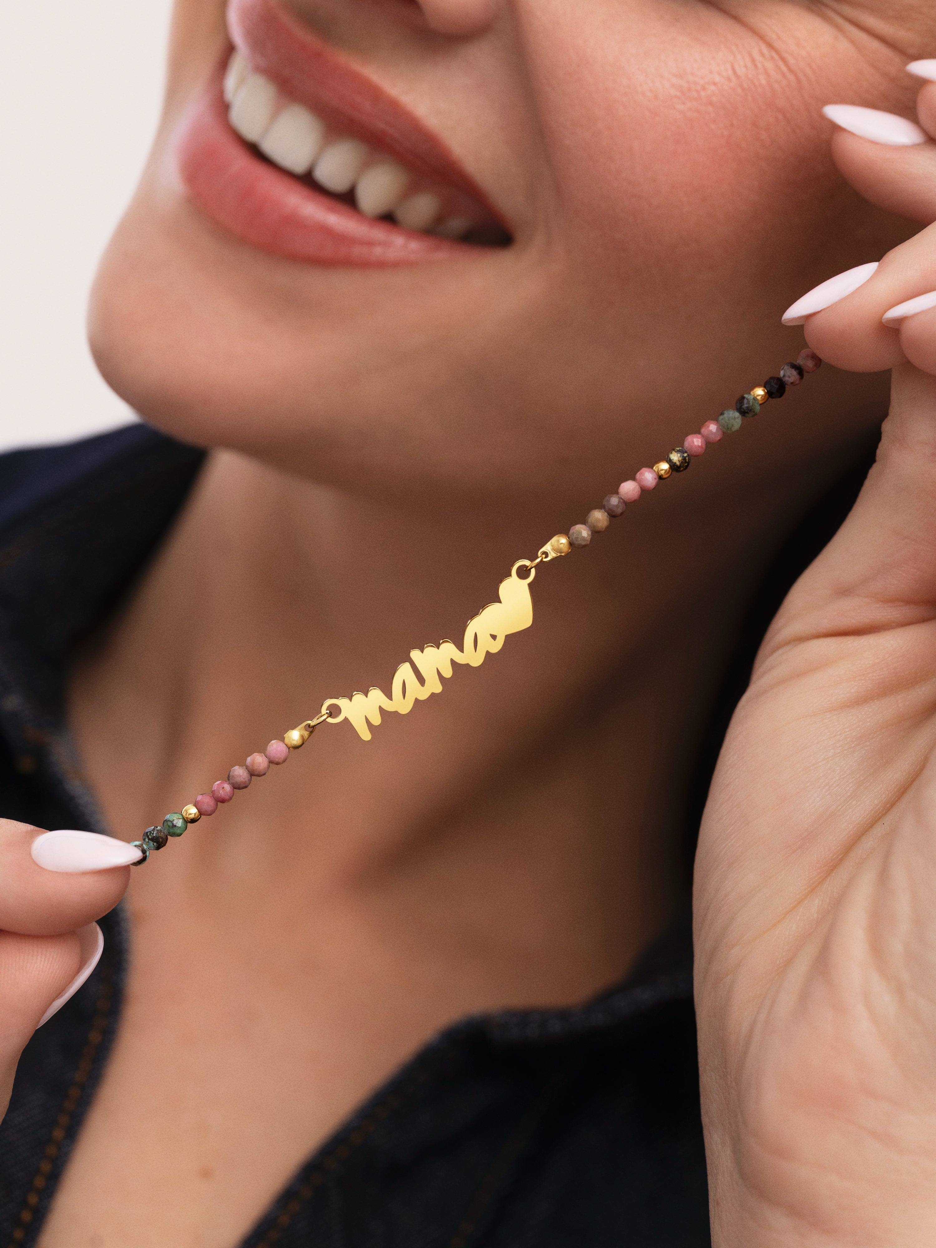 Mamá Heart Tourmaline Stainless Steel Gold Necklace