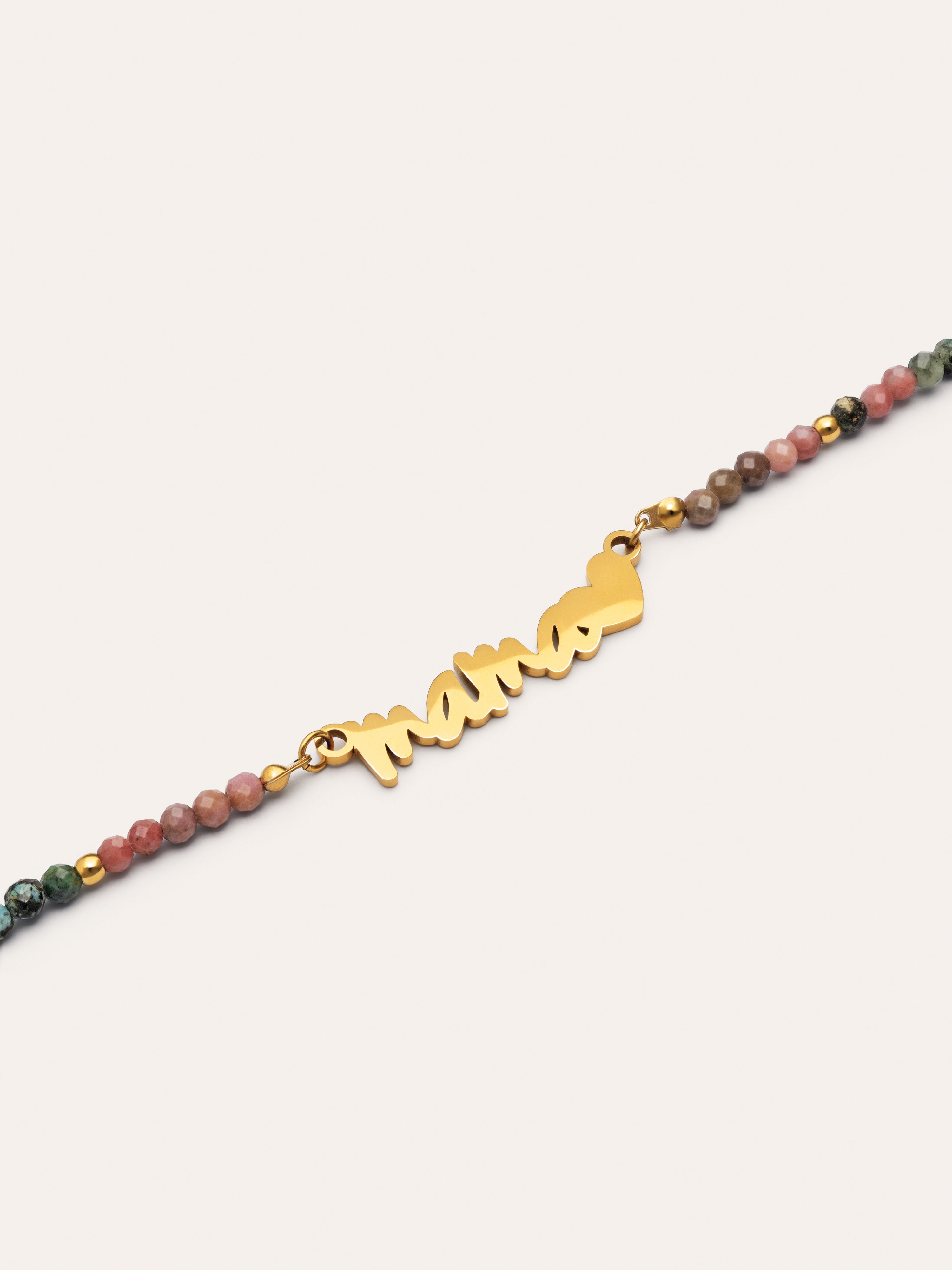 Mamá Heart Tourmaline Stainless Steel Gold Necklace