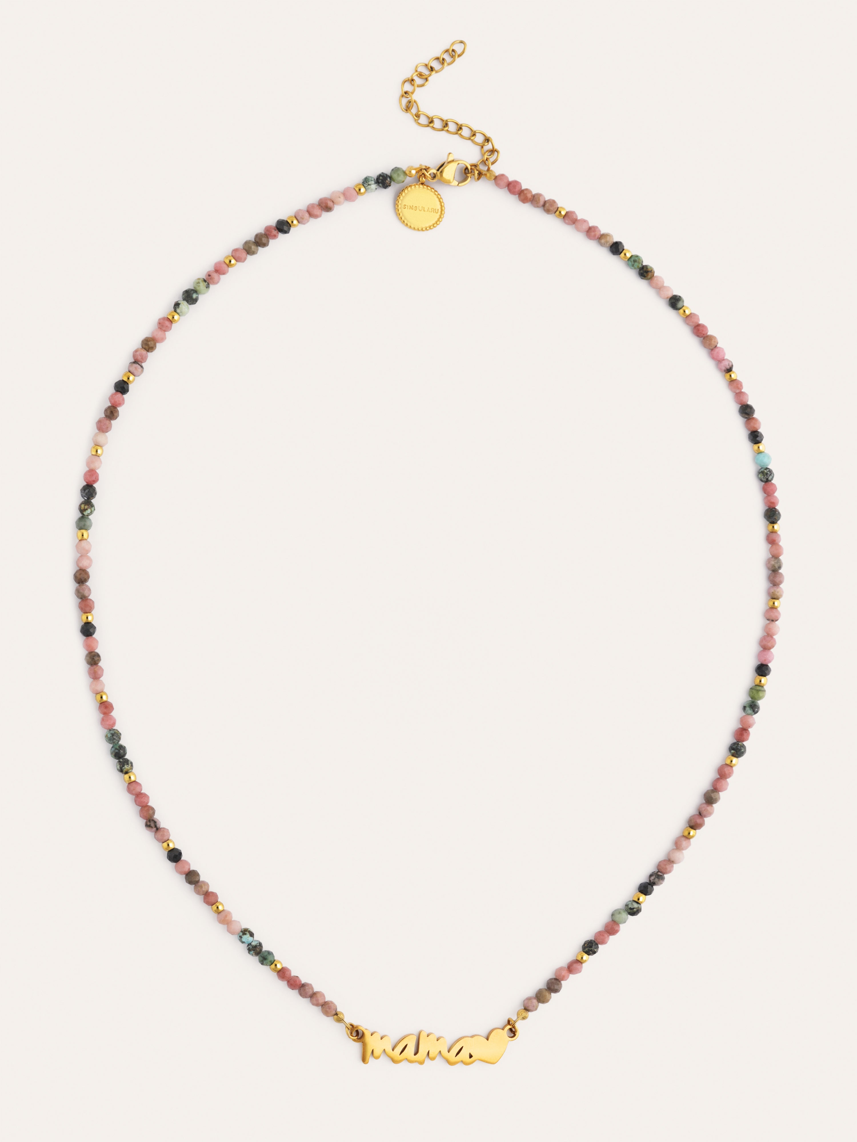 Mamá Heart Tourmaline Stainless Steel Gold Necklace