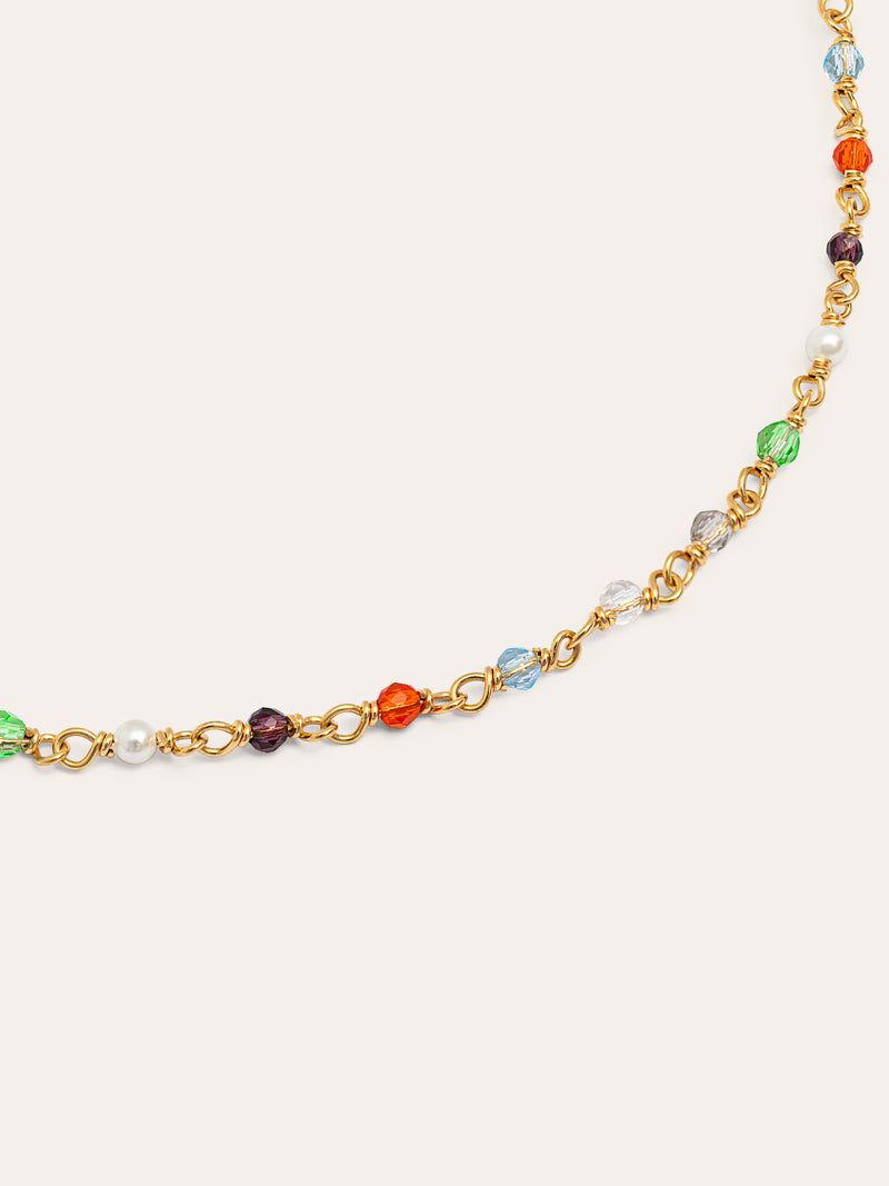 Collier Mini Crystals Colors Argent Plaqué Or
