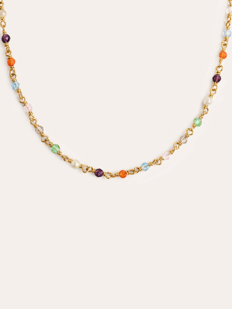 Collier Mini Crystals Colors Argent Plaqué Or
