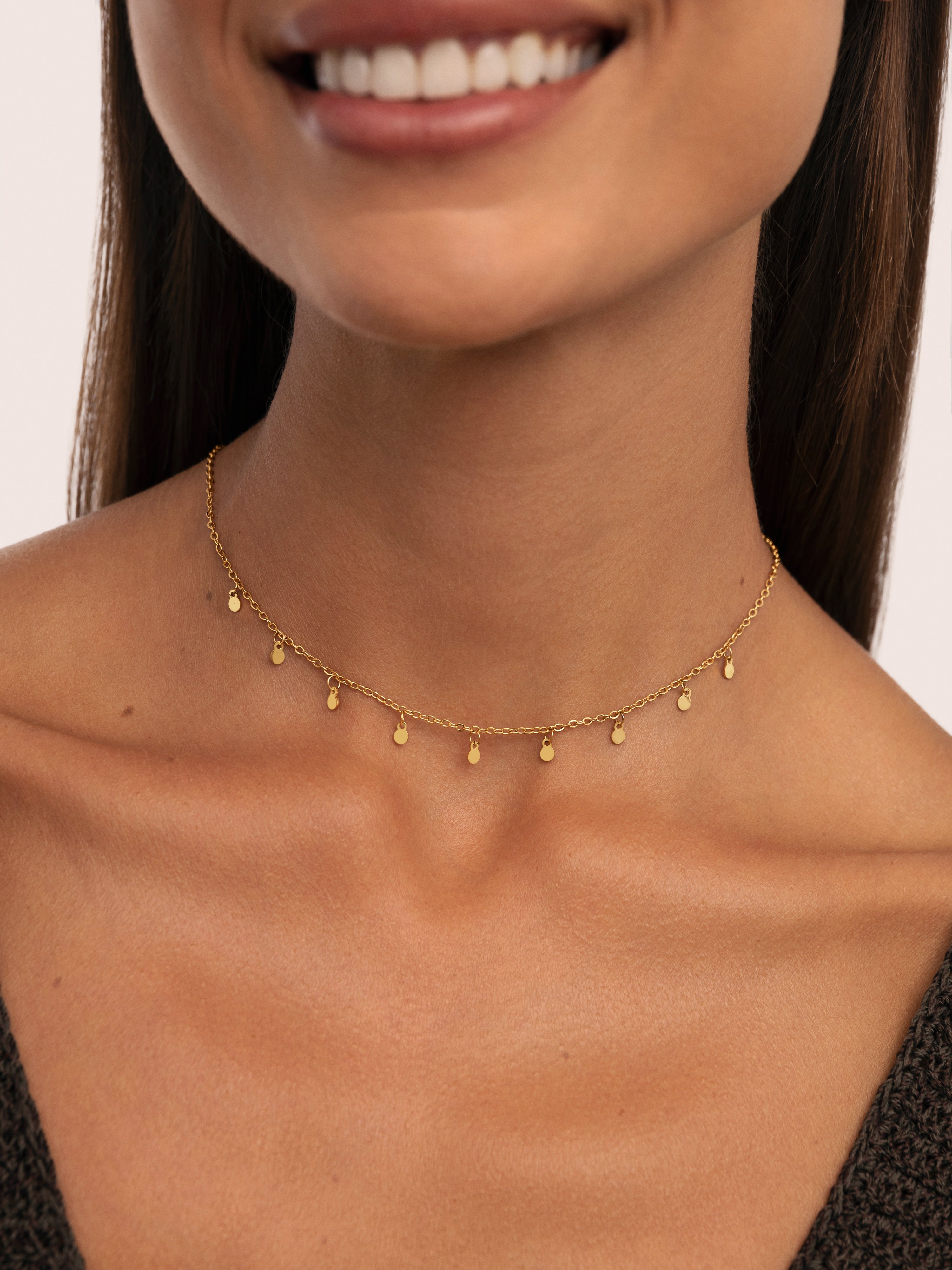 Collar Mini Moons 3mm Acero Baño Oro