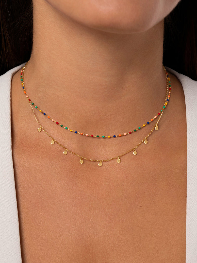 Collier Dots Colors Enamel Argent Plaqué Or