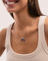 Mini Moon Blue Necklace Gold Plated Steel