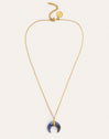 Mini Moon Blue Necklace Gold Plated Steel