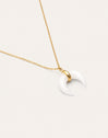 Mini Moon White Necklace Gold Plated Steel