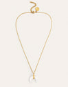 Mini Moon White Necklace Gold Plated Steel