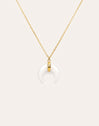 Mini Moon White Necklace Gold Plated Steel
