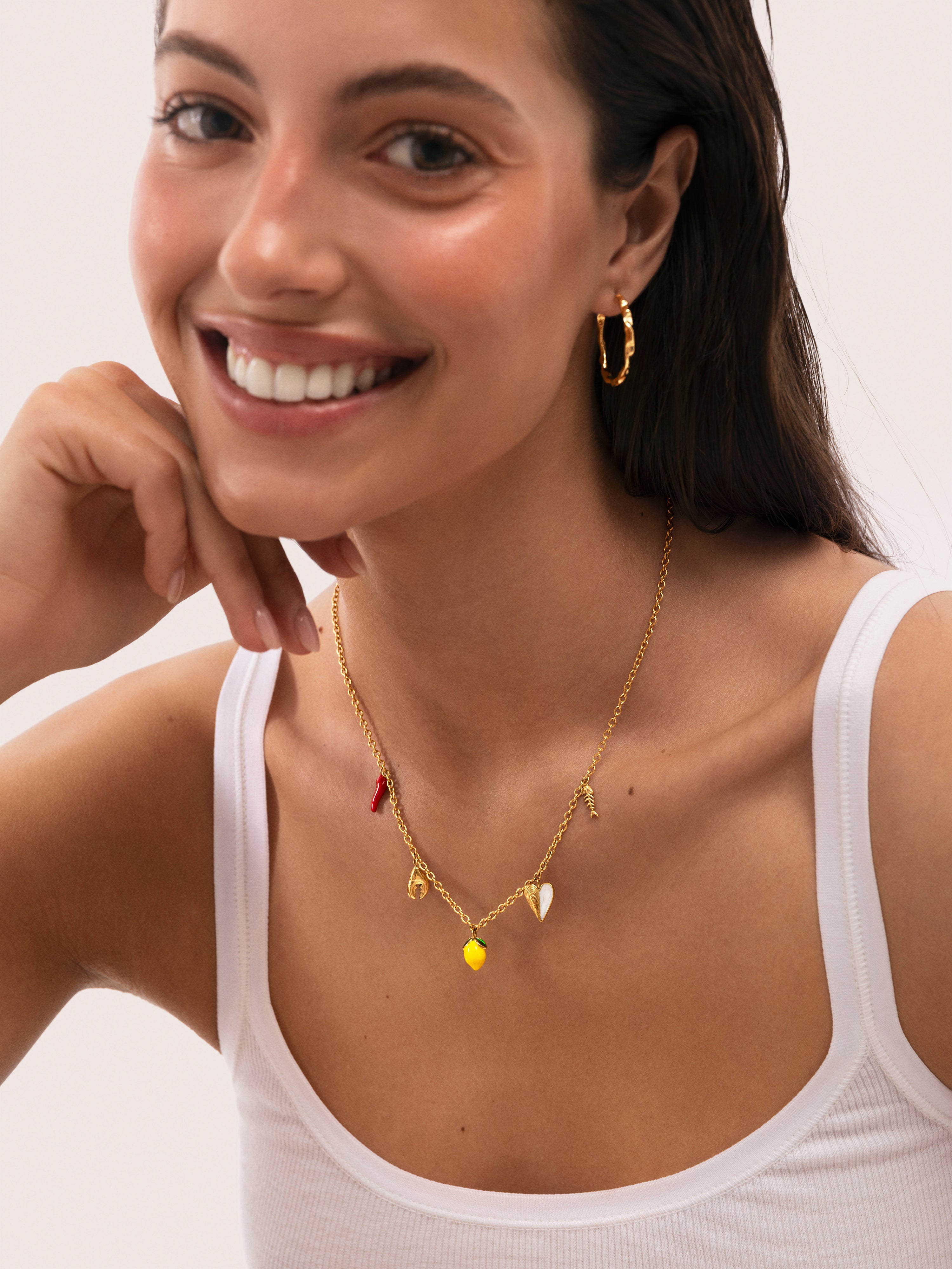 Collar Multicharm Aperitivo Marino Acero Baño Oro