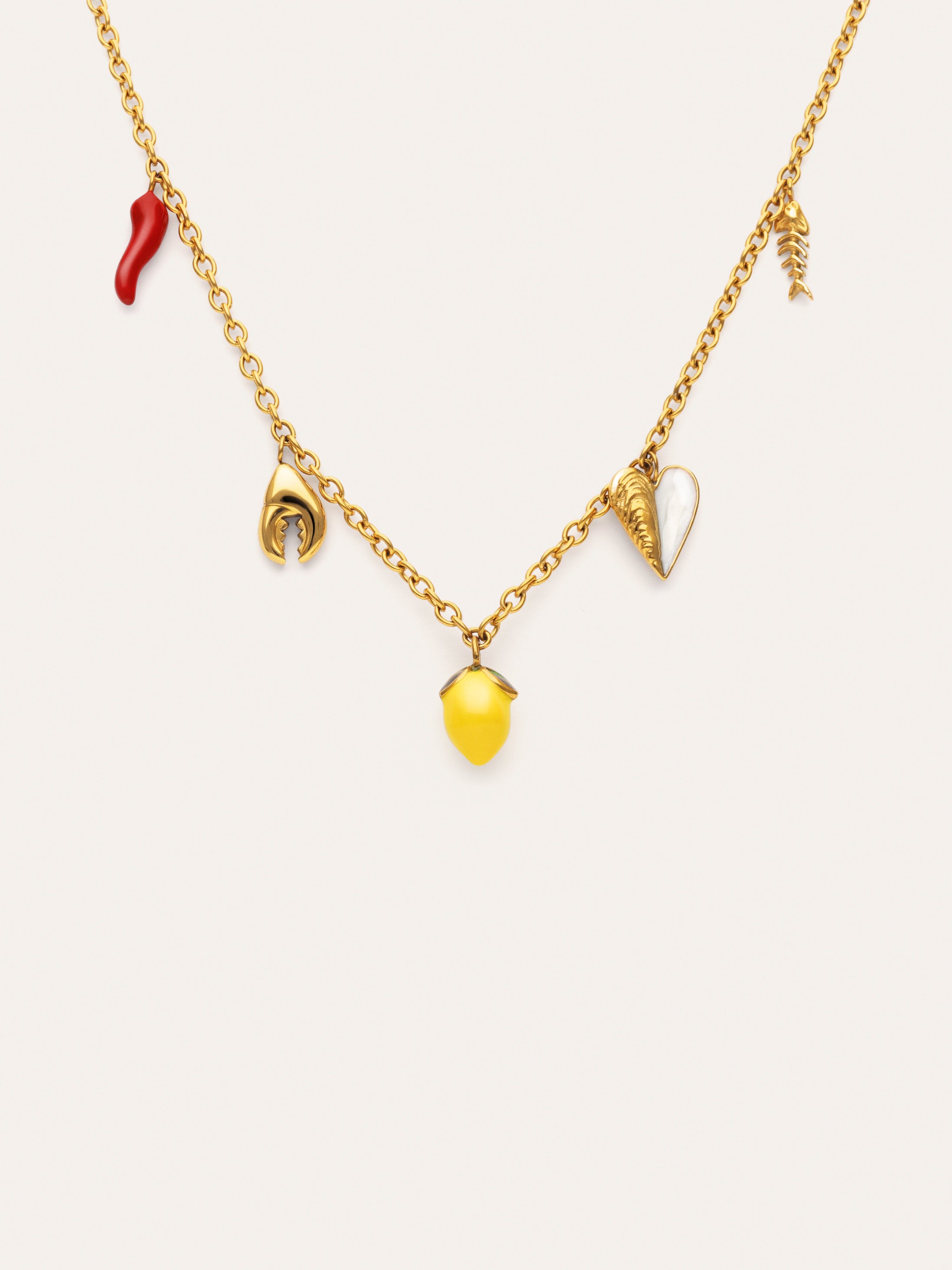 Collar Multicharm Aperitivo Marino Acero Baño Oro
